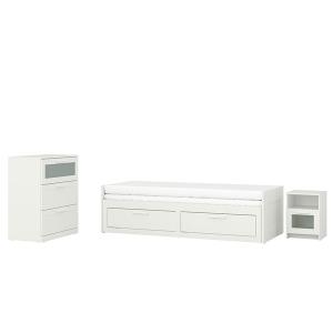 [IKEA/イケア/通販]BRIMNES ブリムネスベッドルーム家具3点セット, ホワイト,80x200 cm[3](89487917)