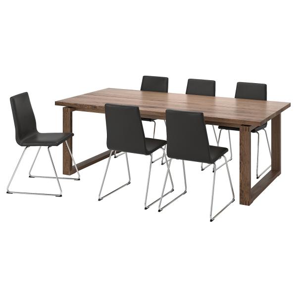 【IKEA/イケア/通販】MORBYLANGA テーブル＆チェア6脚, オーク材突き板 ブラウンステ...