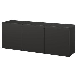 [IKEA/イケア/通販]BESTA ベストー 壁取り付け式キャビネットコンビネーション, ブラックブラウン/ハッマルスメド チャコール, 180x42x64 cm[15](89572152)