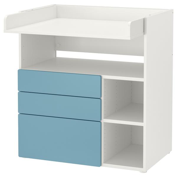 [IKEA/イケア/通販]SMASTAD スモースタード おむつ替え台, ホワイト ブルー/引き出し...