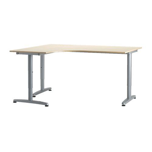 IKEA/イケア GALANT コーナーデスク 左, バーチ材突き板, シルバーカラー