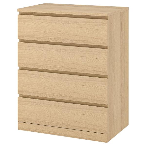 [IKEA/イケア/通販]MALM マルム チェスト（引き出し×4）, ホワイトステインオーク材突き...