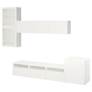 [IKEA/イケア/通販]BESTA ベストー テレビボード/ガラス扉, ホワイト/ラップヴィーケン ホワイトクリアガラス, 300x42x211 cm[26](09406835)
