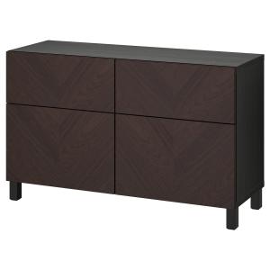 [IKEA/イケア/通販]BESTA ベストー 収納コンビネーション 扉/引き出し付き, ブラックブラウン ヘデヴィーケン/ストゥッバルプ/ダークブラウン ステインオーク材