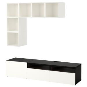 [IKEA/イケア/通販]BESTA ベストー / EKET エーケト キャビネットコンビネーション テレビ用, ホワイト/ブラックブラウン/ハイグロス/ホワイト, 180x42x170 cm[2