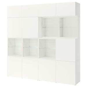 [IKEA/イケア/通販]BESTA ベストー 収納コンビネーション 扉付, ホワイト/ラップヴィーケン ホワイト, 240x42x231 cm[43](09612454)