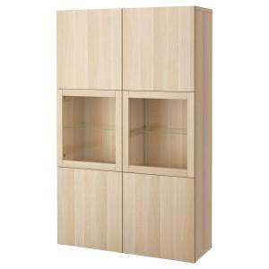 [IKEA/イケア/通販]BESTA ベストー 収納コンビネーション ガラス扉付き, ホワイトステインオーク調 ラップヴィーケン/シンドヴィーク ホワイトステインオーク調