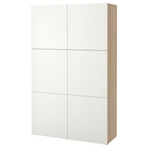 [IKEA/イケア/通販]BESTA ベストー 収納コンビネーション 扉付, ホワイトステインオーク調/ラップヴィーケン ホワイト, 120x42x193 cm[24](99187452)