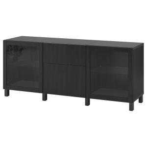 [IKEA/イケア/通販]BESTA ベストー 収納コンビネーション 引き出し付, ブラックブラウン ラップヴィーケン/シンドヴィーク/ストゥッバルプ ブラックブラウンクリ