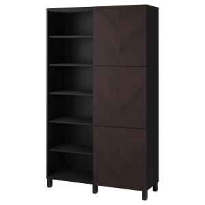 [IKEA/イケア/通販]BESTA ベストー 収納コンビネーション 扉付, ブラックブラウン ヘデヴィーケン/ダークブラウン ステインオーク材突き板, 120x42x202 cm[21](9