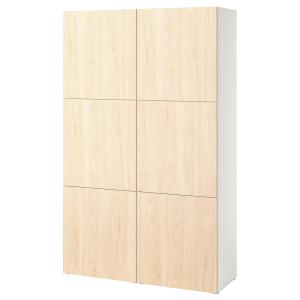 [IKEA/イケア/通販]BESTA ベストー 収納コンビネーション 扉付, ホワイト フェーンリク/アッシュ, 120x42x193 cm[24](99572161)