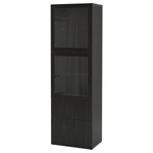 [IKEA/イケア/通販]BESTA ベストー 収納コンビネーション ガラス扉付き, ブラックブラウン/ラップヴィーケン ブラックブラウンクリアガラス, 60x42x193 cm[15](9