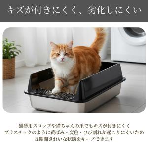 ステンレス猫トイレ 猫トイレ掃除簡単 猫トイレ...の詳細画像5