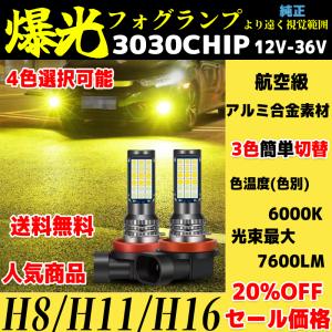 フォグランプ LED イエロー ライトブルー 3色切替 H8 H11 H16 黄色 白色 切り替え 12V 24V LEDバルブ ルムラン フォグライトキット  ルムラン