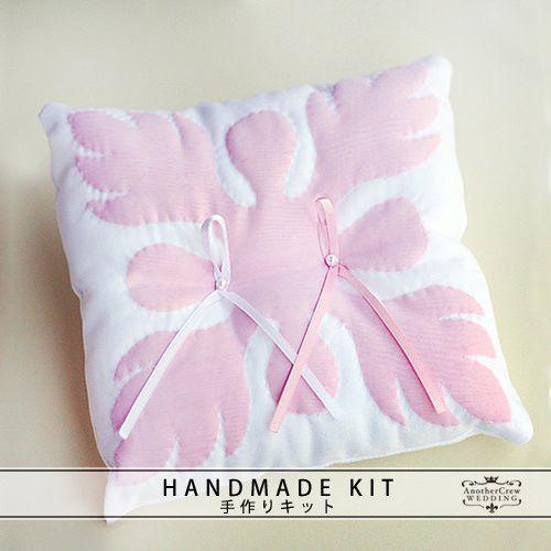 リングピロー キット　ハワイアンキルト　パンの木　ピンク　結婚式 ウェディング 手作りキット