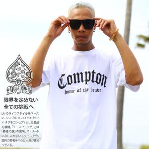 ACE FLAG Tシャツ 半袖 大きいサイズ ビッグシルエット エースフラッグ おしゃれ かっこいい Compton コンプトン ロゴ ヒップホップ ストリート系 ブランド｜本格派大人のB系XL&零ZERO