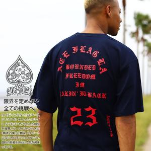 エースフラッグ ACEFLAG Tシャツ メンズ レディース 半袖 かっこいい おしゃれ Pablo パブロ ツアー スタッフ 紺赤 ビッグシルエット 大きいサイズ b系