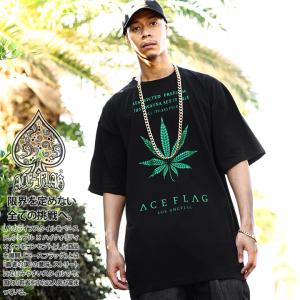 ACE FLAG Tシャツ 半袖 大きいサイズ エースフラッグ シンプル 大麻 マリファナ ヘンプ ロゴ チカーノ ローライダー｜本格派大人のB系XL&零ZERO