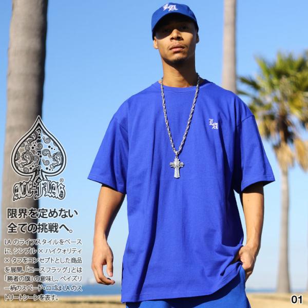 ACE FLAG Tシャツ 半袖 大きいサイズ エースフラッグ シンプル LA エルエー ロゴ 刺繍...