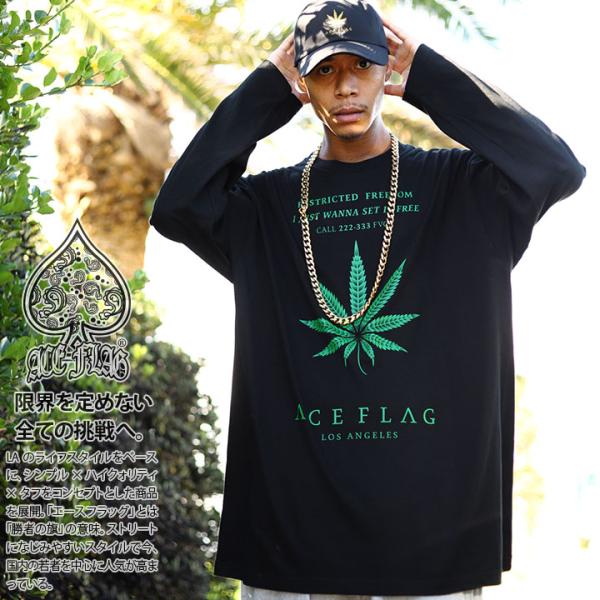 ACE FLAG ロンT 大きいサイズ エースフラッグ Tシャツ 長袖 派手 HEMP 麻 大麻 マ...