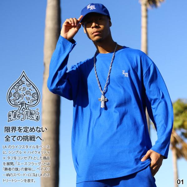 ACE FLAG ロンT メンズ 大きいサイズ エースフラッグ Tシャツ 長袖 LA エルエー ロゴ...