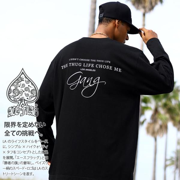 ACE FLAG ロンT メンズ 春秋冬用 黒 大きいサイズ エースフラッグ Tシャツ 長袖 おしゃ...