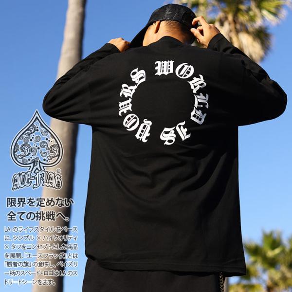 ACE FLAG ロンT メンズ 春秋冬用 黒 大きいサイズ エースフラッグ Tシャツ 長袖 WOR...
