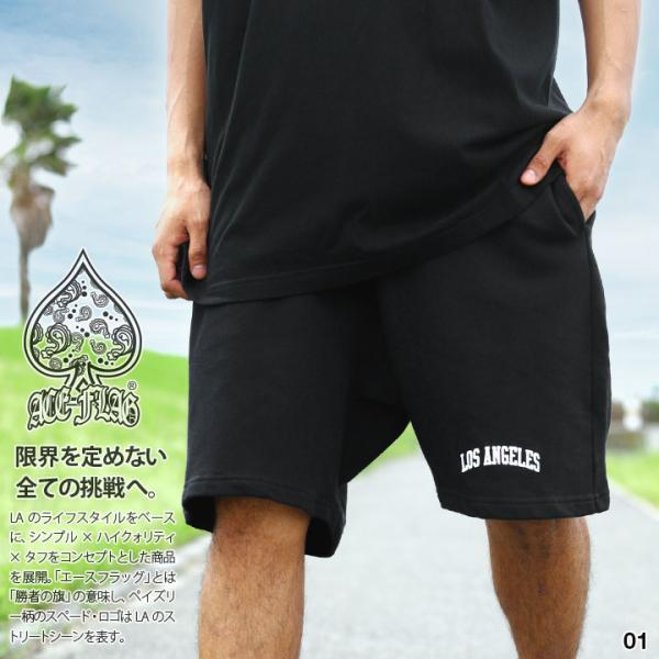 ACE FLAG ハーフパンツ Los Angeles ロサンゼル ロゴ スウェット 裏パイル 半ズ...