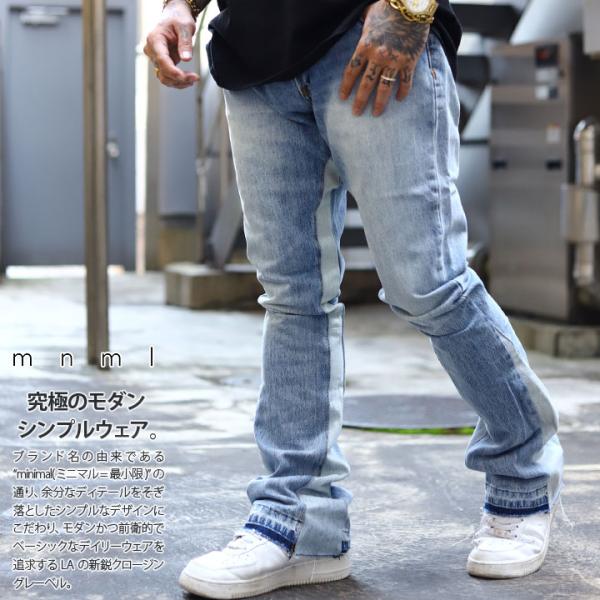 mnml デニム ジーンズ ミニマル ジーパン Gパン パンツ スリム 無地 フレアパンツ フレア ...