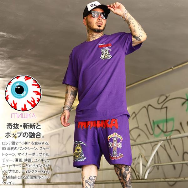 MISHKA セットアップ 派手 上下セット 半袖 ブランド Tシャツ ハーフパンツ 大きいサイズ ...