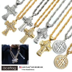 エースフラッグ ACEFLAG ネックレス ブリンブリン ゴールド シルバー 高品質 ペンダント クロス 十字架 ドルマーク ラッパー ダンス｜weekindenim
