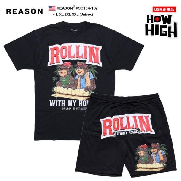 REASON × Cheech &amp; Chong セットアップ b系 半袖 ブランド Tシャツ ハーフ...
