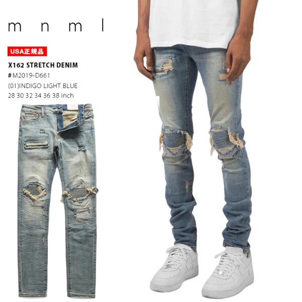 ミニマル mnml ジーンズ デニム バイカーズパンツ ロングパンツ スリム スキニー ジーパン G...