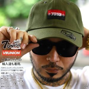 7union キャップ セブンユニオン 帽子 cap ローキャップ 浅め ベースボールキャップ 7USB 革命 BOXロゴ OD色 オリーブ カーキ ロゴ 刺繍｜weekindenim