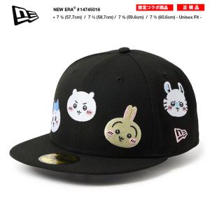 NEWERA × ちいかわ キャップ 人気漫画限定 コラボ 公式 59Fifty 帽子 cap 深め フラットバイザー フィッテッドキャップ 総柄 動物 キャラクター
