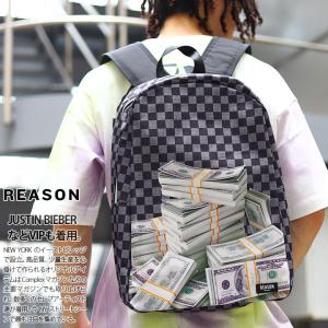 REASON バッグ 大きいサイズ リーズン リュック バックパック 大きめ 大容量 BAG おしゃれ かっこいい ドル柄 ブロックチェック ヒップホップ ストリート系｜weekindenim