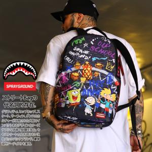 SPRAY GROUND × スポンジボブ バッグ メンズ レディース 春夏秋冬用 黒 限定 コラボ 公式 スプレーグラウンド リュック バックパック 大きめ 大容量 BAG 総柄｜weekindenim