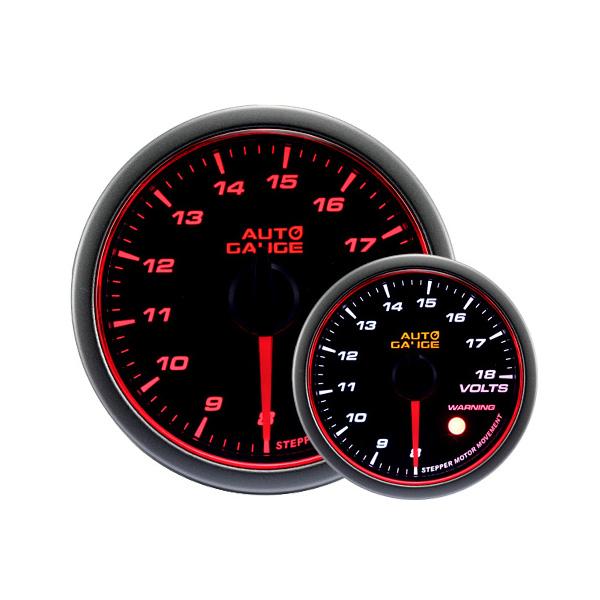 オートゲージ 電圧計 52Φ エンジェルリング スモークレンズ ホワイト/アンバーLED ワーニング...