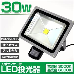 LED投光器 人感センサー 30W 300W相当 センサーライト 作業灯 防犯 広角 防水 広角120度 3mコード付 昼光色
