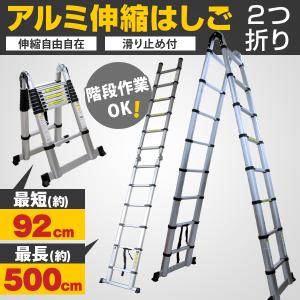 伸縮はしご  5m 2WAY 脚立 アルミ製 ハシゴ アルミ はしご兼用脚立