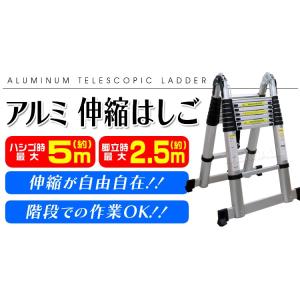 伸縮はしご 5m 2WAY 脚立 アルミ製 ハ...の詳細画像1