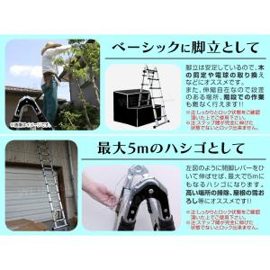 伸縮はしご 5m 2WAY 脚立 アルミ製 ハ...の詳細画像2