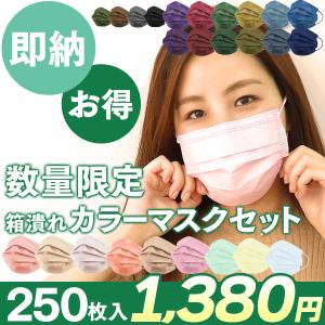 【即納】【箱潰れ】カラーマスク 250枚 血色マスク 両面カラー 10枚ずつ個包装 血色カラー 女性 子供 小さめ 男性 不織布 使い捨て 染料検査済 こども お得