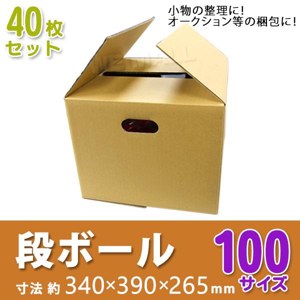 段ボール ダンボール 100サイズ 40枚 茶色 日本製 引越し ダンボール箱 段ボール箱 取っ手穴...
