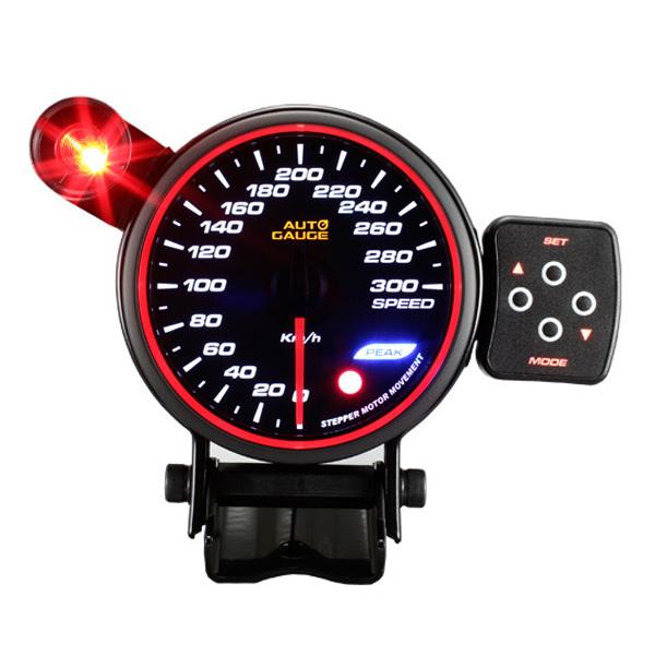 オートゲージ スピードメーター 80Φ エンジェルリング スモークレンズ ワーニング機能付 ピークホ...