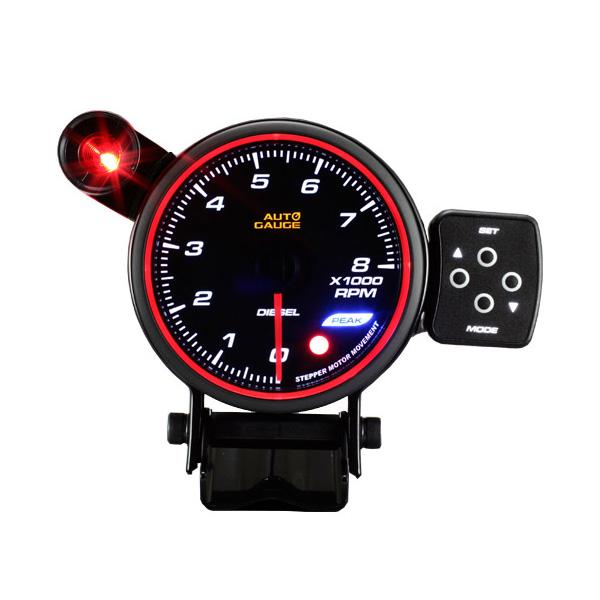 オートゲージ タコメーター 80Φ 0〜8000RPM エンジェルリング スモークレンズ ワーニング...