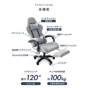 ゲーミングチェア ファブリック オフィスチェア...の詳細画像5