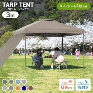 タープテント サイドシートセット 3m×3m サンシェード スチール 大型 300×300 日よけ ベンチレーション有 紫外線防止 UVカット MERMONT｜weimall