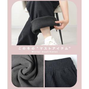 200円OFFクーポン 裏起毛パンツ ワイドパ...の詳細画像3