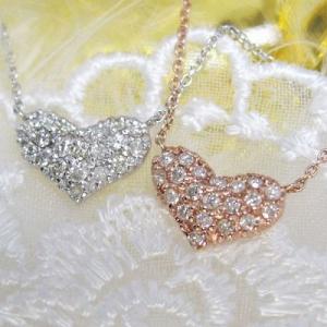 ネックレス　ダイヤモンド　ハート　ダイヤモンドネックレス　ハートパヴェ　0.1カラット　受注品
